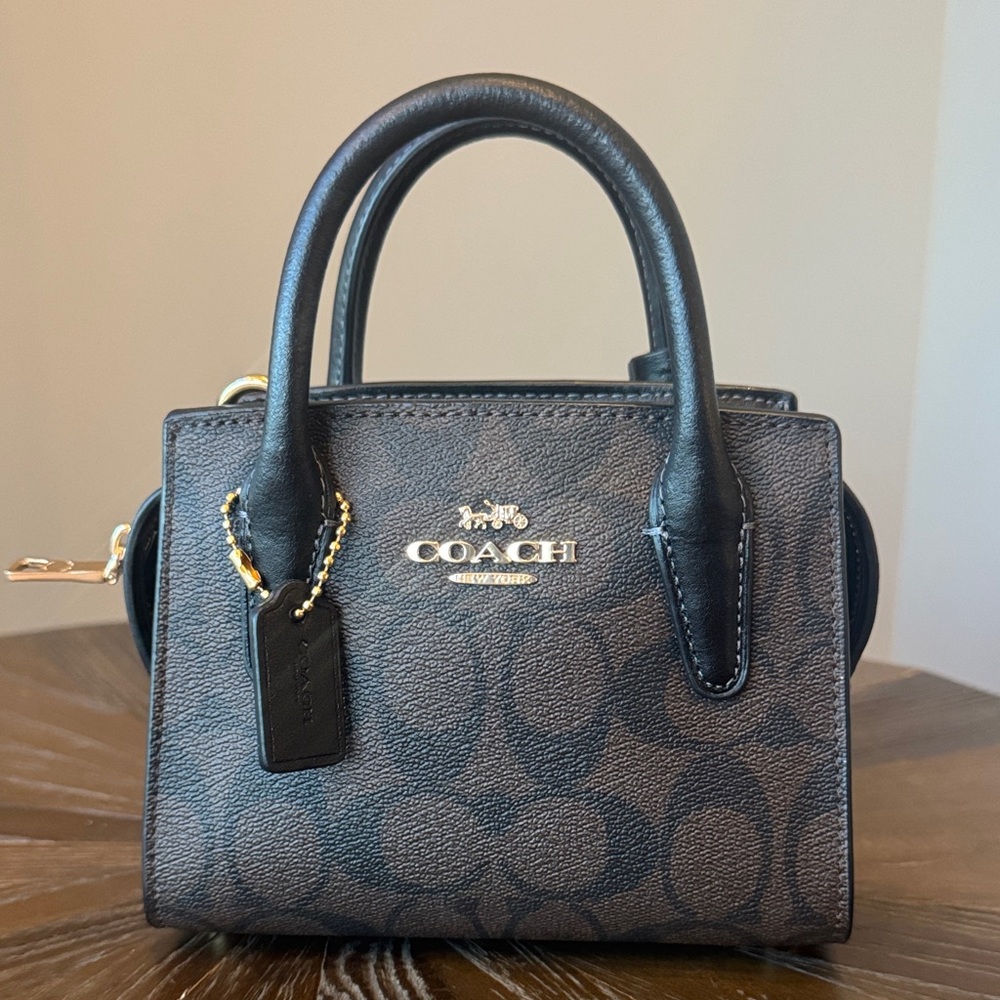 Coach Brown Mini Bag with Signature Pattern